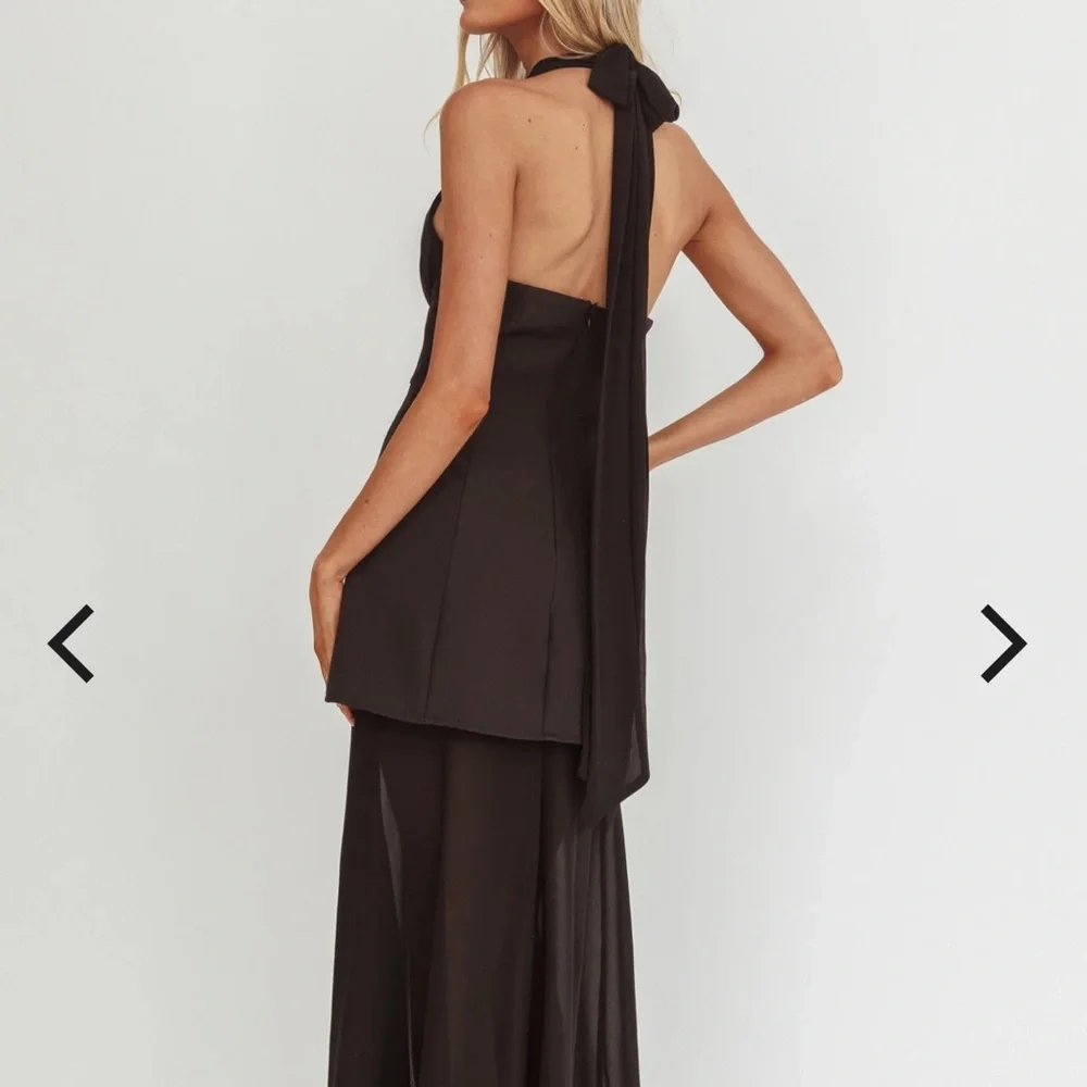 Opulent Halterneck Layered Maxi Dress Black - Picture 10 of 12